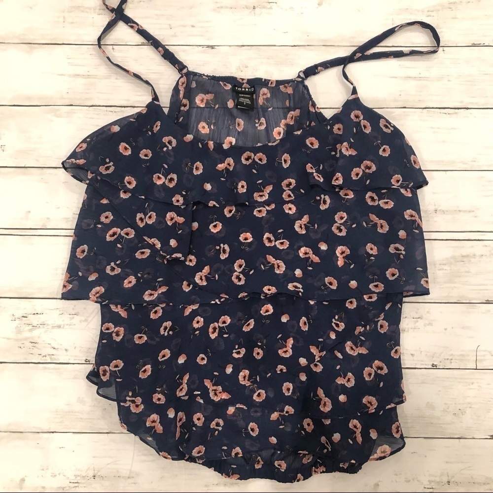 Torrid Ruffle Chiffon Banded Bottom Tank - Picture 2 of 3